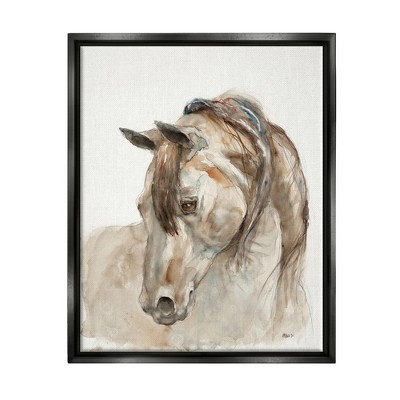 Stupell Industries Gentle Horse Portrait Farm Animal Watercolor DetailFloater Canvas Wall Art