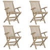 Folding Garden Chair Set of 4 Grey Solid teak wood Standard vidaXL - 2 of 4