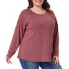 Women's Plus Size Crew Neck Pleated Long Sleeve Casual Tunic Tops - Agnes Orinda - 2 of 4
