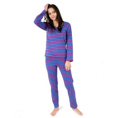 Leveret Womens Two Piece Cotton Loose Fit Pajamas Striped Unicorn L