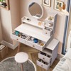 AZL1 Life Concept Vanity Table with Cushioned Stool 5 Drawers Length Adjustable Large Storage Cabinet for Bedroom Makeup, White, 35.5"*18.5"*7.9" - 2 of 4