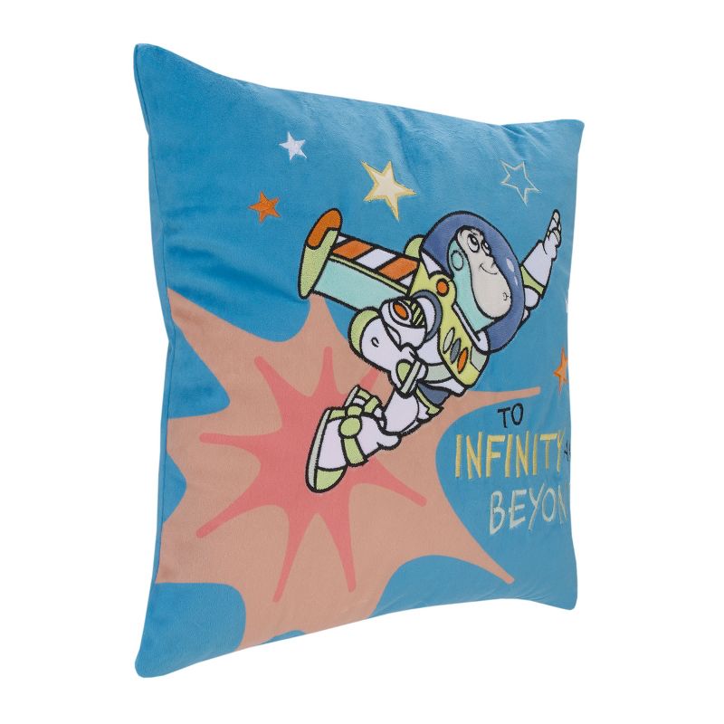 Disney Toy Story Buzz Lightyear Blue, Orange, and Green Blast Off To Infinity and Beyond Plush Decorative Pillow, 2 of 6