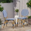 Dexmalle Set of 2 Patio PE Ratten Bistro Chairs,Blue&White - 2 of 4