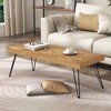 Vynxaria Modern Coffee Table,Tea Table, Thicken Cocktail Table with w/Chevron Pattern & Metal Hairpin Legs for Living Room, Ash Wood Finished - 3 of 4