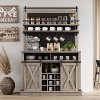 Bar Cabinet 75" Tall Coffee Hutch Large Kitchens Hutch Farmhouse Coffee Bar Cabinet Cupboard with Sliding Barn Door - 3 of 4