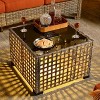 XIZZI 11-Piece Furniture Set with Rectangular Fire Pit Table, Sectional Sofa and Swivel Rocking Chairs, Furniture Set with Solar Coffee Table - 2 of 4