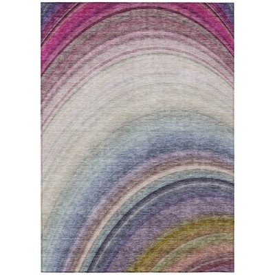 Beige Purple And Ivory Abstract Washable Indoor Outdoor Area Rug
