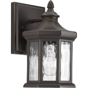 Progress Lighting, Edition, 1-Light Wall Lantern, Antique Bronze, Clear Water Glass, Porcelain Collection - 1 of 3