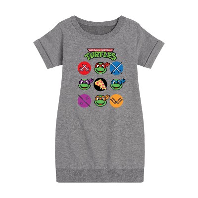 Girls' - Teenage Mutant Ninja Turtles - Turtles Character Grid Graphic Short Sleeve Fleece Dress