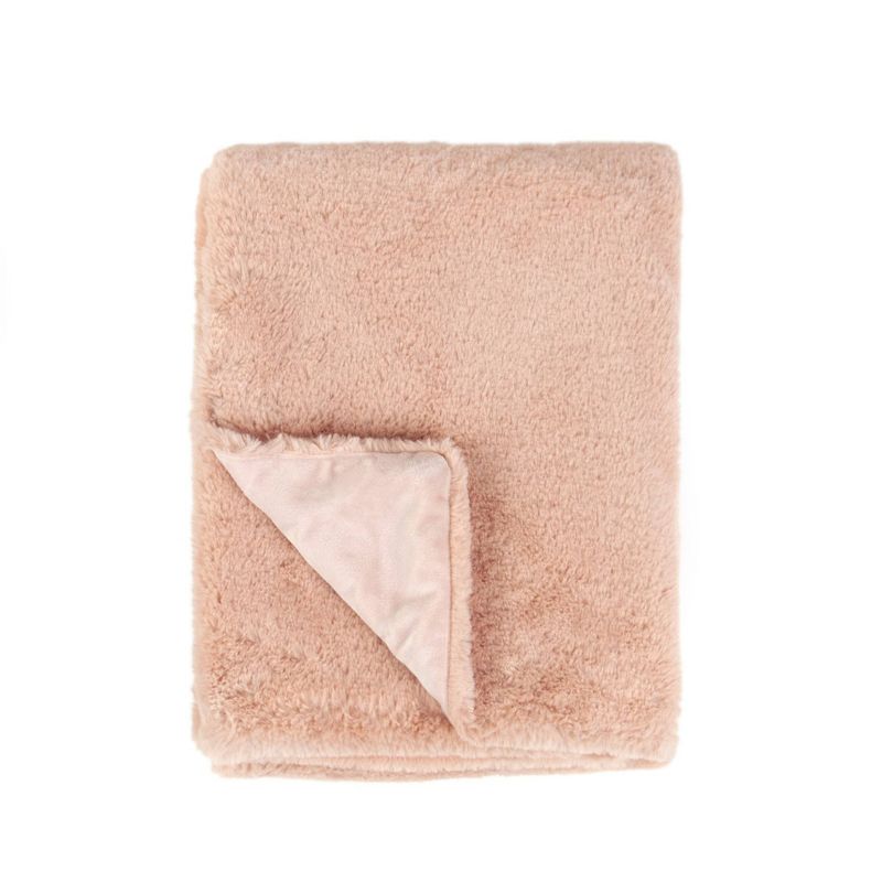 Tadpoles Super Soft Double Layer Faux Fur Plush Baby Blanket - Blush, 1 of 3