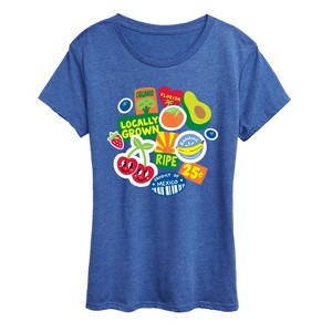 Women's - Instant Message - Fruit Stamps Short Sleeve Graphic T-Shirt - 1 of 4