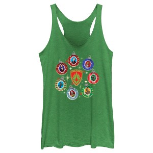 Women's Guardians of the Galaxy Holiday Special Character Ornaments Racerback Tank Top - 1 of 4