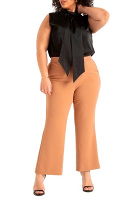 Eloquii Women's Plus Size The 365 Suit Crop Flare Leg Trouser - 18, Beige :  Target