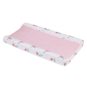 NoJo Disney Ariel Watercolor Wishes Pink, White, and Aqua Super Soft Contoured Changing Pad Cover - 1 of 3
