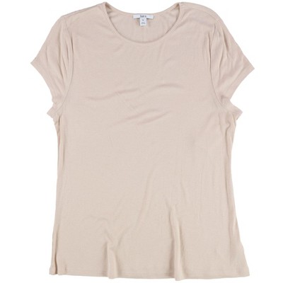 bar III Womens Ribbed Basic T-Shirt, Pink, XX-Large