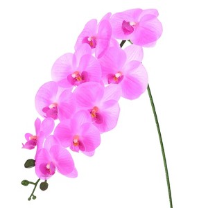 Unique Bargains Artificial Orchid Flowers Nine-headed Large Faux Phalaenopsis Silk Bouquets Real Touch 37 Inch - 1 of 4