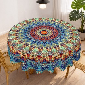 LOVEVOOK Round Vintage Floral Tablecloth, Washable Flower Table Cover for Party Picnic Dinner Christmas Decor Indoor and Outdoor - 1 of 4