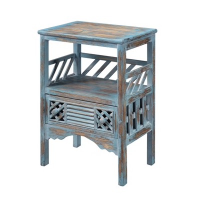 Bali 1 Drawer Accent Table Blue - Treasure Trove Accents