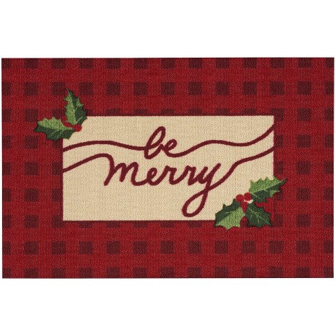 Nourison Holiday Be Merry Checkered 2' x 3' Red Indoor Christmas Mat - image 1 of 4