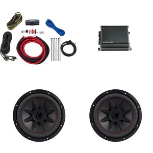 Kicker 10 Inch CVR Woofer Includes Two 52CVR102 Package with 46CXA8001 Amplifier and wire kit - 1 of 4