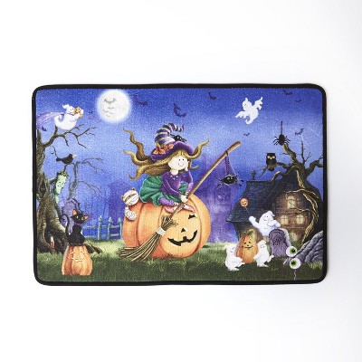 Lakeside Halloween Friends Bathroom and Kitchen Floor Rug with Nonslip Backing