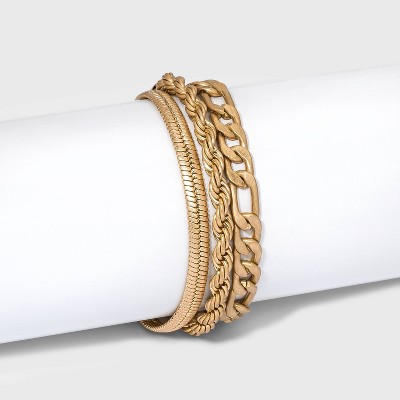 Multi Rope and Cobra Chain Bracelet - Universal Thread™ Worn Gold