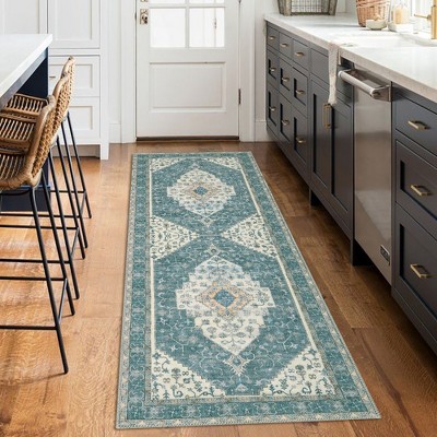 WhizMax Boho Traditional Washable Runner Rug, Vintage Medallion Print Carpet