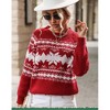 Women's Sweater Festive Knitted Christmas Sweater Snowflake Pullover - 3 of 4