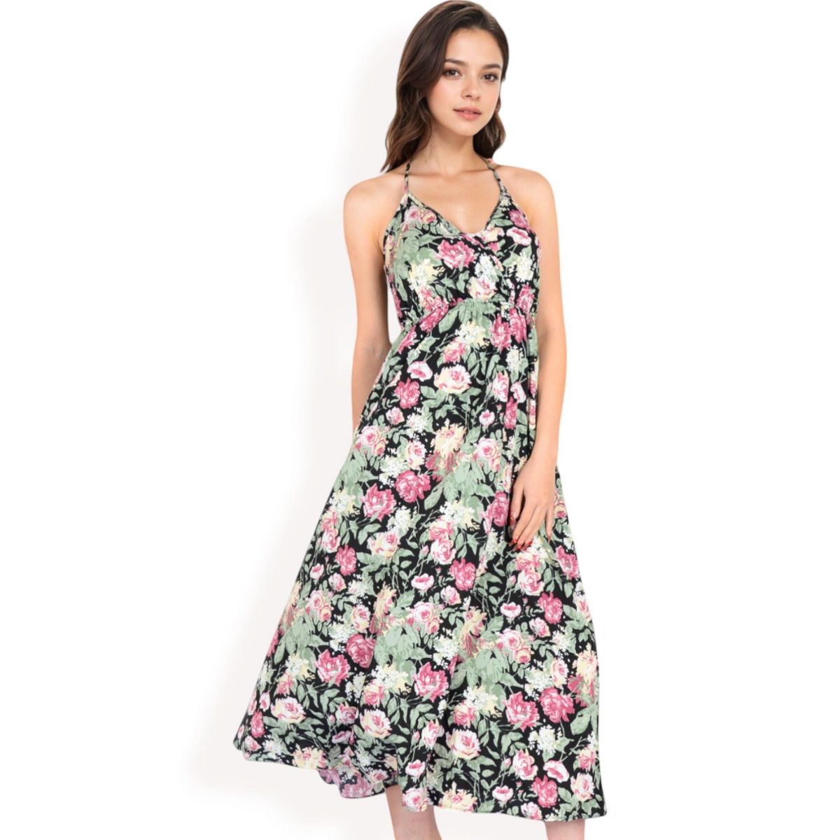 Anna-Kaci Women's Floral Print Spaghetti Strap Maxi Dress with Flowy Silhouette