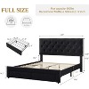 Homhougo Upholstered Queen Bed Frame with 2 Storage Drawers, Velvet Platform Bed Frame with Button Tufted Rivets Headboard - 2 of 4