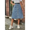 Coolmee Women's Denim Midi Skirts Casual A-Line Short Button Down Fashion Belt Jean Skirt with Pockets - 3 of 4