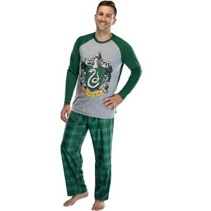 Harry Potter Men's Raglan Shirt And Plaid Pants Pajama Set - 1 of 4