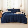 BAGOKIE 4-Piece Pinch Pleat Striped Bed in a Bag Comforter Set for All Season - 2 of 3