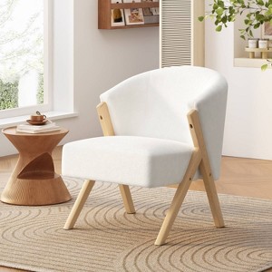 CAVINAS Velvet Accent Chair with Mid-Height Curved Back and Metal Legs,Modern Upholstered Living Room Chairs,Reading Chairs for Living Room - 1 of 4