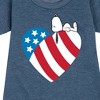 Girls' - Peanuts - Snoopy On Flag Heart Graphic Short Sleeve Fleece Dress - 2 of 4