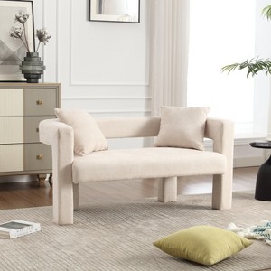 MOONMISS Modern Chenille Comfy Upholstered Loveseat Sofa,Small Loveseat Accent Couch for Living Bedroom Leisure Areas - 1 of 4