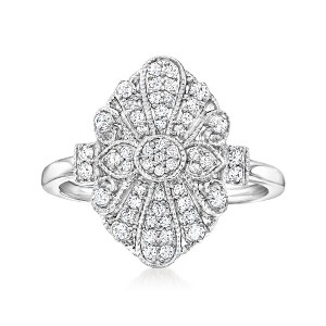 Ross-Simons 0.35 ct. t.w. Diamond Vintage-Style Ring in Sterling Silver - 1 of 4