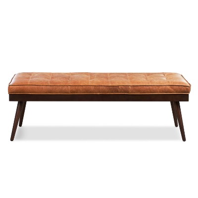 James Leather Bench Cognac Tan - Poly & Bark