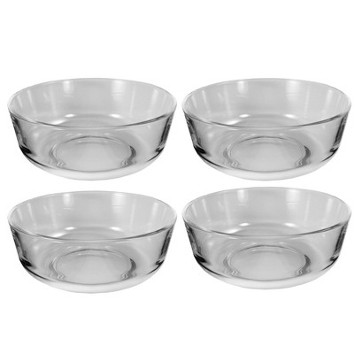 KB KITCHEN BASICS 8.5-inch Glass Bowl (Set of 4), 74oz - Sleek & Durable Soda-Lime Glass, BPA-Free, Dishwasher Safe, Ideal for Salads, Snacks