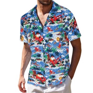 Men's Hawaiian Short - Sleeve Shirt, Classic Aloha Button - Down, Casual Beach Party Vacation Top - 1 of 4