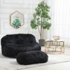 Plush Bean Bag Sofa Couch with Ottoman, Comfy Lazy Sofa Chair for Living Room, Bedroom or Apartment – Maison Boucle - 2 of 4
