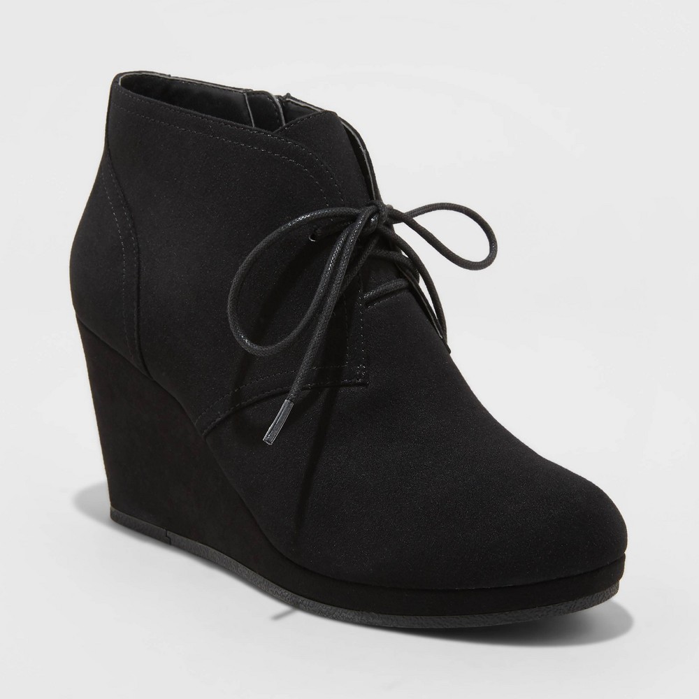 Size: 7 1/2 | Women's Bessie Wedge Bootie - Universal Thread Black 