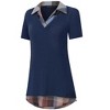Clearlove Women's Long Sleeve Contrast Collared Shirts Patchwork Work Blouse Tunics Tops - 2 of 4
