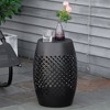 MOEPISY 12.5 in Steel Patio End Table, Round Hollow Drum Side Table, Accent Table for Indoor and Outdoor - 2 of 4