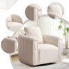 White Soft Velvet Arm Chair with Swivel Barrel Accent Chair with Pillow - 2 of 4