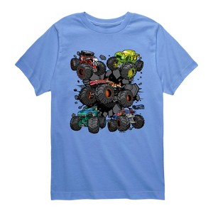 Boys' - Hot Wheels - Monster Truck Grids Short Sleeve Graphic T-Shirt - 1 of 3