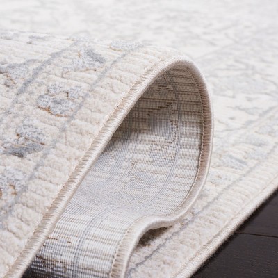 Ivory and Light Grey Hand-Knotted Wool Square Rug