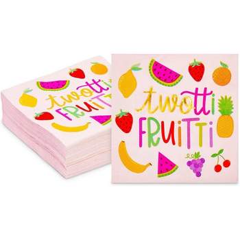 Sparkle and Bash 50 Pack Twotti Frutti Paper Napkins, 2nd Birthday Party Decorations (5 In)