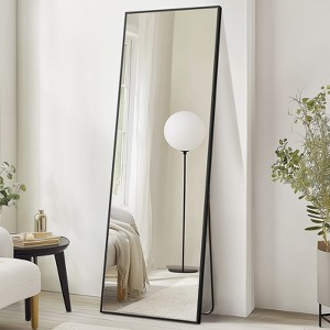 FONTOI 71"x26" Full Length Mirror Standing or Hanging Aluminum Alloy Frame HD Reflection for Bedroom Living Room Hallway Entryway, Gold/Black - 1 of 4