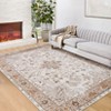 8'x10' Washable Floral Medallion Living Room Rugs, Distressed  Retro Accent Bedroom Carpet, Large Low Pile Non Slip Dining Room Rugs, Light Orange - 2 of 4